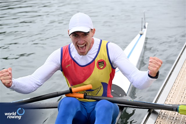 Mihai Chiruta, Men's Single Sculls, Romania, Gold, 2024 World Rowing Final Olympic & Paralympic Qualification Regatta, Lucerne, Switzerland © Detlev Seyb / MyRowingPhoto.com