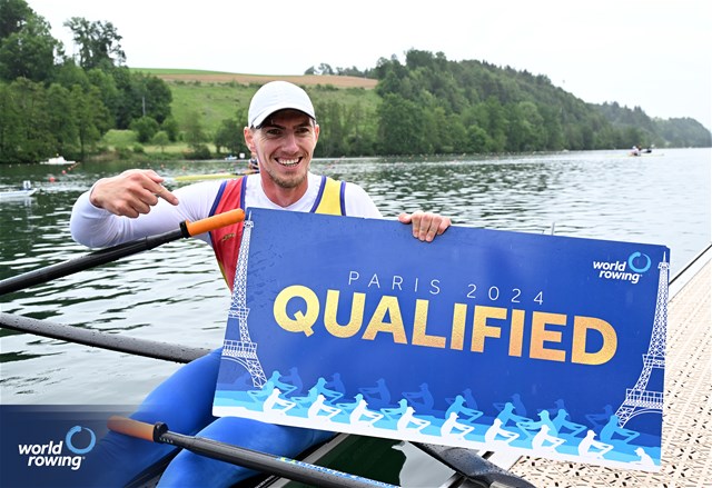 Mihai Chiruta, Men's Single Sculls, Romania, Gold, 2024 World Rowing Final Olympic & Paralympic Qualification Regatta, Lucerne, Switzerland © Detlev Seyb / MyRowingPhoto.com