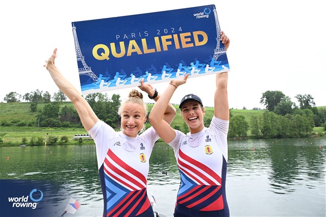 Anna Santruckova (b), Lenka Luksova (s), Women's Double Sculls, Czechia, Gold, 2024 World Rowing Final Olympic & Paralympic Qualification Regatta, Lucerne, Switzerland © Detlev Seyb / MyRowingPhoto.com