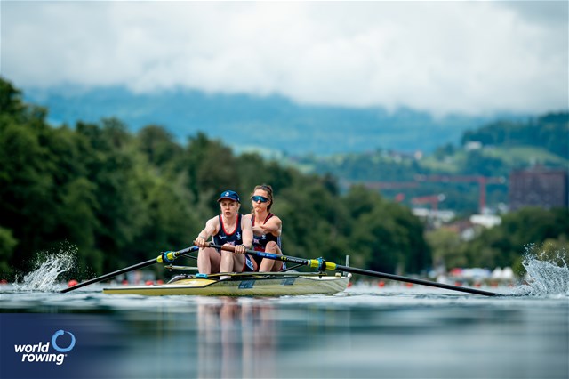 Chloe Brew (b), Rebecca Edwards (s), Women's Pair, Great Britain, 2024 World Rowing Cup II, Lucerne, Switzerland © World Rowing / Benedict Tufnell
