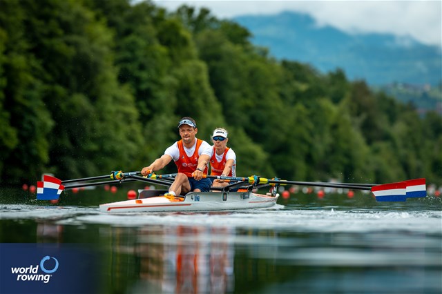 Esther Van Der Loos (b), Cornelis De Koning (s), PR2 Mixed Double Sculls, Netherlands, 2024 World Rowing Cup II, Lucerne, Switzerland © World Rowing / Benedict Tufnell