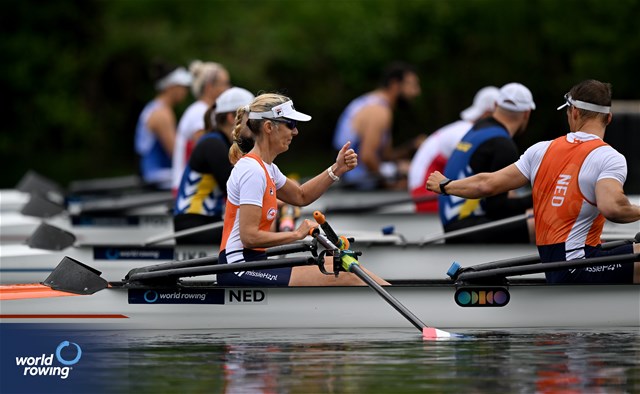 Esther Van Der Loos (b), Cornelis De Koning (s), PR2 Mixed Double Sculls, Netherlands, 2024 World Rowing Cup II, Lucerne, Switzerland © Detlev Seyb / MyRowingPhoto.com