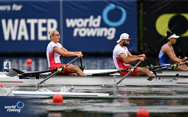 Jolanta Majka (b), Michal Gadowski (s), PR2 Mixed Double Sculls, Poland, 2024 World Rowing Cup II, Lucerne, Switzerland © Detlev Seyb / MyRowingPhoto.com