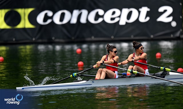 Khadija Krimi (b), Selma Dhaouadi (s), Lightweight Women's Double Sculls, Tunisia, 2024 World Rowing Cup II, Lucerne, Switzerland © Detlev Seyb / MyRowingPhoto.com