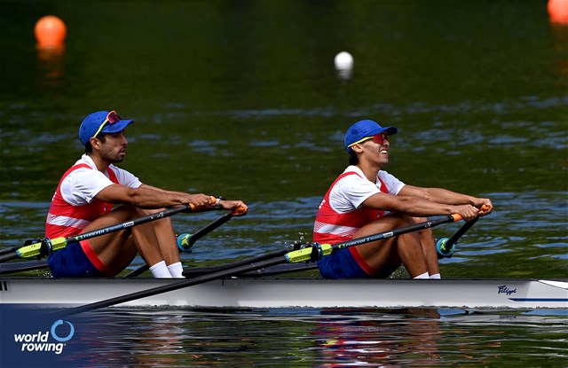 Cesar Abaroa (b), Eber Sanhueza (s), Lightweight Men's Double Sculls, Chile, 2024 World Rowing Cup II, Lucerne, Switzerland © Maren Derlien / MyRowingPhoto.com