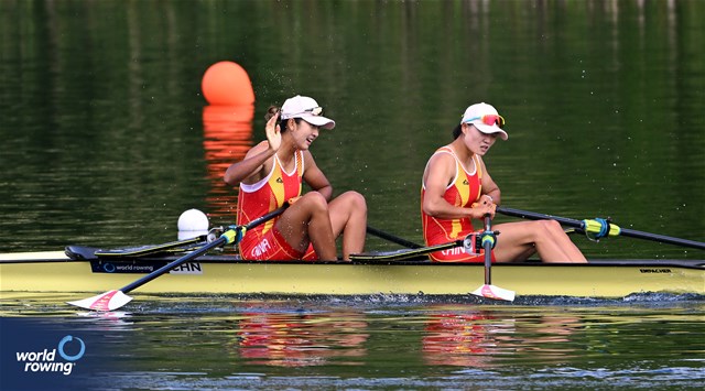 Shiyu Lu (b), Shuangmei Shen (s), Women's Double Sculls, People's Republic of China, 2024 World Rowing Cup II, Lucerne, Switzerland © Detlev Seyb / MyRowingPhoto.com