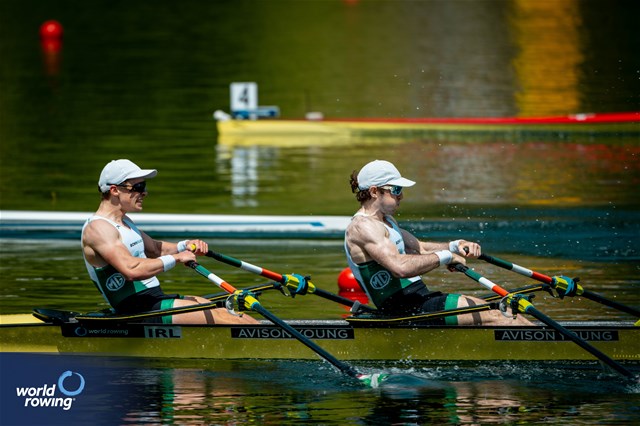 Fintan Mccarthy (b), Paul O'Donovan (s), Lightweight Men's Double Sculls, Ireland, 2024 World Rowing Cup II, Lucerne, Switzerland © World Rowing / Benedict Tufnell
