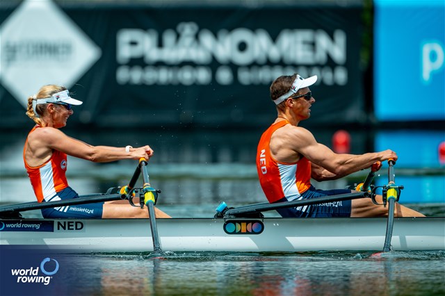Esther Van Der Loos (b), Cornelis De Koning (s), PR2 Mixed Double Sculls, Netherlands, 2024 World Rowing Cup II, Lucerne, Switzerland © World Rowing / Benedict Tufnell
