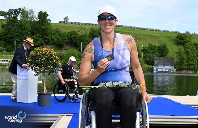 Moran Samuel, PR1 Womens Single Sculls, Israel, Silver, 2024 World Rowing Cup II, Lucerne, Switzerland © Detlev Seyb / MyRowingPhoto.com
