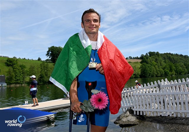 Giacomo Perini, PR1 Mens Single Sculls, Italy, Gold, , 2024 World Rowing Cup II, Lucerne, Switzerland © Detlev Seyb / MyRowingPhoto.com