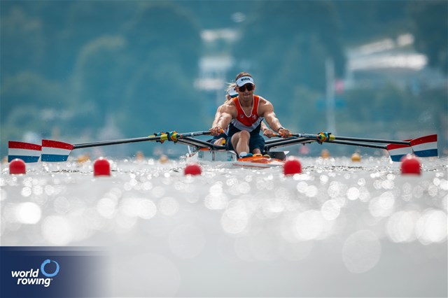 Esther Van Der Loos (b), Cornelis De Koning (s), PR2 Mixed Double Sculls, Netherlands, 2024 World Rowing Cup III, Poznan, Poland © World Rowing / Benedict Tufnell