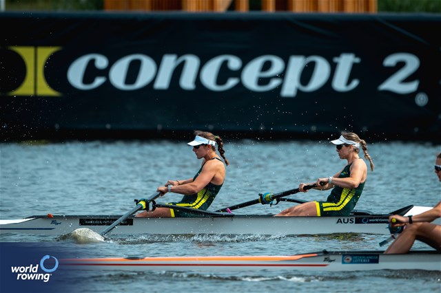 Eliza Gaffney (b), Lily Alton Triggs (s), Women's Pair, Australia, 2024 World Rowing Cup III, Poznan, Poland © World Rowing / Benedict Tufnell