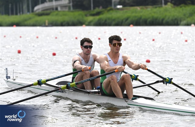 Daire Lynch (b), Philip Doyle (s), Men's Double Sculls, Ireland, 2024 World Rowing Cup III, Poznan, Poland © Maren Derlien / MyRowingPhoto.com