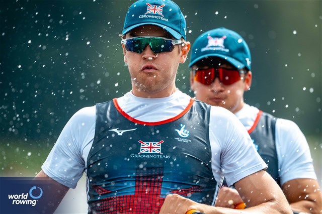 Rory Harris (b), Tobias Schroder (s), Men's Double Sculls, Great Britain, 2024 World Rowing Cup III, Poznan, Poland © World Rowing / Benedict Tufnell