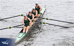 Olympia Aldersey (b), Jean Mitchell, Lily Alton Triggs, Molly Goodman (s), Women's Four, Australia, 2024 World Rowing Cup III, Poznan, Poland © Detlev Seyb / MyRowingPhoto.com
