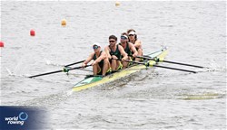 Timothy Masters (b), Jack Robertson, Fergus Hamilton, Alexander Hill (s), Men's Four, Australia, 2024 World Rowing Cup III, Poznan, Poland © Detlev Seyb / MyRowingPhoto.com