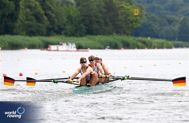 Marc Kammann (b), Malte Grossmann, Kasper Virnekaes, Jasper Angl (s), Men's Four, Germany, 2024 World Rowing Cup III, Poznan, Poland © Maren Derlien / MyRowingPhoto.com