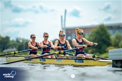 Juliette Perry (b), Amelia Standing, Martha Birtles, Eleanor Brinkhoff (s), Women's Four, Great Britain, 2024 World Rowing Cup III, Poznan, Poland © World Rowing / Benedict Tufnell