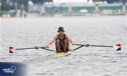 Javier Insfran, Men's Single Sculls, Paraguay, 2024 World Rowing Cup III, Poznan, Poland © Detlev Seyb / MyRowingPhoto.com