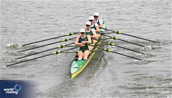 Ria Thompson (b), Laura Gourley, Rowena Meredith, Caitlin Cronin (s), Women's Quadruple Sculls, Australia, 2024 World Rowing Cup III, Poznan, Poland © Detlev Seyb / MyRowingPhoto.com