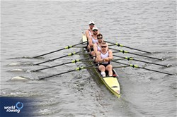 Anton Finger (b), Max Appel, Tim Ole Naske, Moritz Wolff (s), Men's Quadruple Sculls, Germany, 2024 World Rowing Cup III, Poznan, Poland © Detlev Seyb / MyRowingPhoto.com