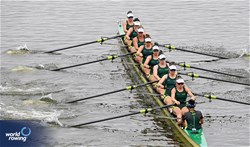 Paige Barr (b), Bronwyn Cox, Georgina Rowe, Katrina Werry, Jacqueline Swick, Giorgia Patten, Sarah Hawe, Lucy Stephan (s), Hayley Verbunt (c), Women's Eight, Australia, 2024 World Rowing Cup III, Poznan, Poland © Detlev Seyb / MyRowingPhoto.com