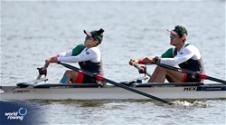 Angeles Gutierrez  (b), Miguel Nieto Carpio (s), PR3 Mixed Double Sculls, Mexico, 2024 World Rowing Cup III, Poznan, Poland © Detlev Seyb / MyRowingPhoto.com