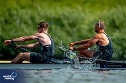 Campbell Crouch (b), Benjamin Taylor (s), Men's Pair, New Zealand, 2024 World Rowing Cup III, Poznan, Poland © World Rowing / Benedict Tufnell