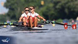 Olivia Nacht (b), Eline Rol (s), Lightweight Women's Double Sculls, Switzerland, 2024 World Rowing Cup III, Poznan, Poland © Detlev Seyb / MyRowingPhoto.com