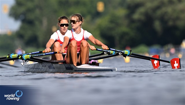 Olivia Nacht (b), Eline Rol (s), Lightweight Women's Double Sculls, Switzerland, 2024 World Rowing Cup III, Poznan, Poland © Detlev Seyb / MyRowingPhoto.com