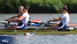 Emma Cornelis (b), Josephine Cornut (s), Women's Pair, France, 2024 World Rowing Cup III, Poznan, Poland © Detlev Seyb / MyRowingPhoto.com