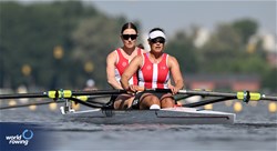 Hedvig Laerke Rasmussen (b), Fie Udby Erichsen (s), Women's Pair, Denmark, 2024 World Rowing Cup III, Poznan, Poland © Detlev Seyb / MyRowingPhoto.com