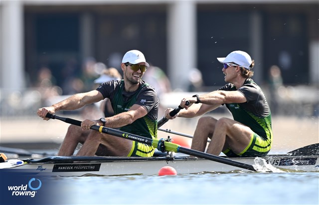Rohan Lavery (b), Patrick Holt (s), Men's Pair, Australia, 2024 World Rowing Cup III, Poznan, Poland © Detlev Seyb / MyRowingPhoto.com