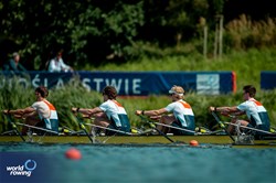 Stendert Postma (b), Nicolaas Dirkzwager, Percijn Van Haeringen, Mats Van Sabben (s), Men's Quadruple Sculls, Netherlands, 2024 World Rowing Cup III, Poznan, Poland © World Rowing / Benedict Tufnell