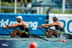 Robert Manson (b), Jordan Parry (s), Men's Double Sculls, New Zealand, 2024 World Rowing Cup III, Poznan, Poland © World Rowing / Benedict Tufnell