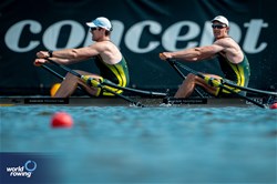 David Bartholot (b), Marcus Della Marta (s), Men's Double Sculls, Australia, 2024 World Rowing Cup III, Poznan, Poland © World Rowing / Benedict Tufnell