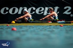 Vosse Meijssen (b), Olle Van Bohemen (s), Men's Double Sculls, Netherlands, 2024 World Rowing Cup III, Poznan, Poland © World Rowing / Benedict Tufnell