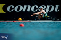 Konan Pazzaia, Men's Single Sculls, Ireland, 2024 World Rowing Cup III, Poznan, Poland © World Rowing / Benedict Tufnell