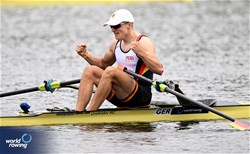 Jonathan Rommelmann, Lightweight Men's Single Sculls, Germany, 2024 World Rowing Cup III, Poznan, Poland © Detlev Seyb / MyRowingPhoto.com
