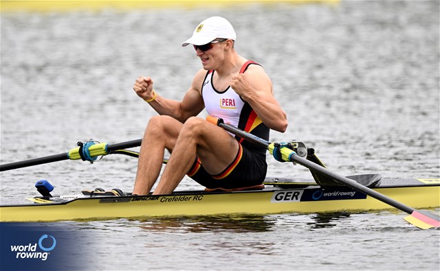 Jonathan Rommelmann, Lightweight Men's Single Sculls, Germany, 2024 World Rowing Cup III, Poznan, Poland © Detlev Seyb / MyRowingPhoto.com