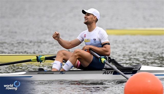 Lukas Reim, Lightweight Men's Single Sculls, Austria, 2024 World Rowing Cup III, Poznan, Poland © Detlev Seyb / MyRowingPhoto.com
