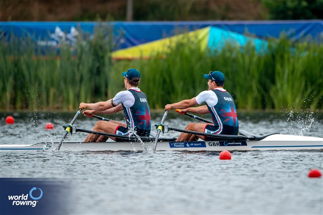 Rory Harris (b), Tobias Schroder (s), Men's Double Sculls, Great Britain, 2024 World Rowing Cup III; Poznan; Poland; WCIII © World Rowing / Benedict Tufnell