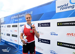 Aurelia-Maxima Katharina Janzen, Women's Single Sculls, Switzerland, Bronze, 2024 World Rowing Cup III, Poznan, Poland © Detlev Seyb / MyRowingPhoto.com