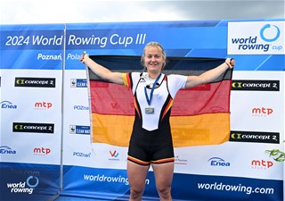Juliane Faralisch, Women's Single Sculls, Germany, Silver, 2024 World Rowing Cup III, Poznan, Poland © Detlev Seyb / MyRowingPhoto.com