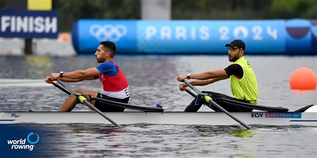 Mohamed Mohamed Kota (b), Ahmed Abdelaal (s), Lightweight Men's Double Sculls, Egypt, 2024 Olympic Games Rowing Regatta, Paris, France / © World Rowing / Detlev Seyb