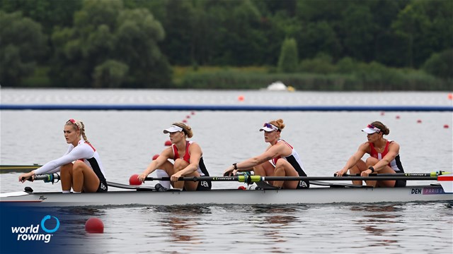 Astrid Steensberg (b), Frida Sanggaard Nielsen, Marie Skytte Hauberg Johannesen, Julie Poulsen (s), Women's Four, Denmark, 2024 Olympic Games Rowing Regatta, Paris, France / © World Rowing / Detlev Seyb