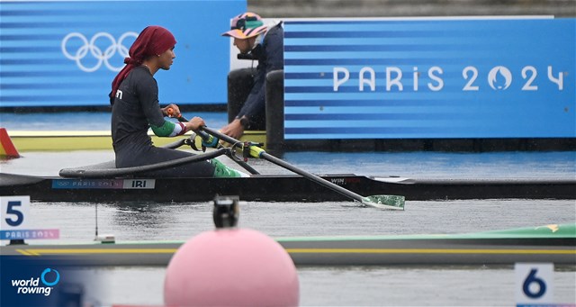 Fatemeh Mojallaltopraghghale, Women's Single Sculls, Islamic Republic of Iran, 2024 Olympic Games Rowing Regatta, Paris, France / © World Rowing / Detlev Seyb