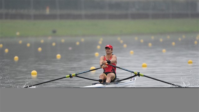 Andre Matias, Men's Single Sculls, Angola, 2024 Olympic Games Rowing Regatta, Paris, France / © World Rowing / Detlev Seyb