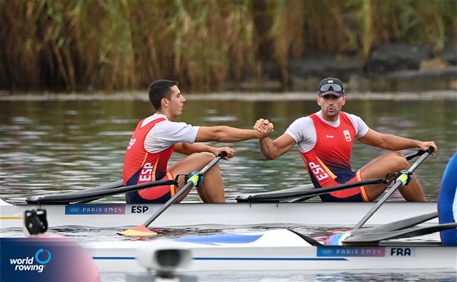 Aleix Garcia I Pujolar (b), Rodrigo Conde Romero (s), Men's Double Sculls, Spain, 2024 Olympic Games Rowing Regatta, Paris, France / © World Rowing / Detlev Seyb