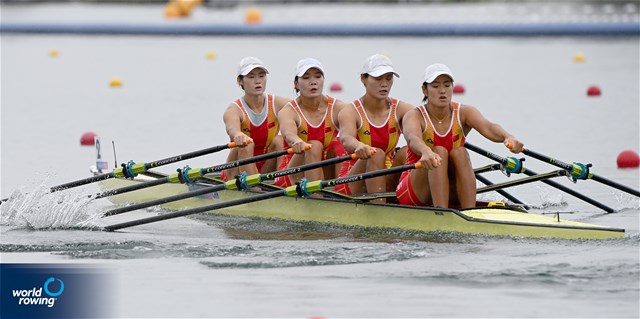 Yunxia Chen (b), Ling Zhang, Yang Lyu, Xiaotong Cui (s), Women's Quadruple Sculls, People's Republic of China, 2024 Olympic Games Rowing Regatta, Paris, France / © World Rowing / Detlev Seyb
